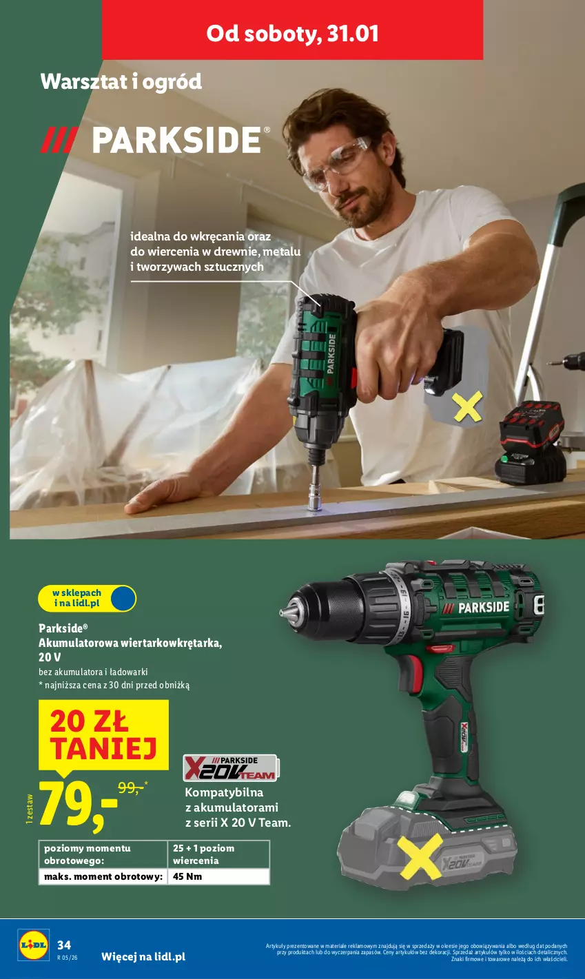 Gazetka promocyjna Lidl - GAZETKA - ważna 26.01 do 31.01.2026 - strona 40 - produkty: Akumulator, Akumulatorowa wiertarkowkrętark, Ogród, Parkside, Ser, Tarka, Wiertarkowkrętarka, Wkręt, Wkrętarka