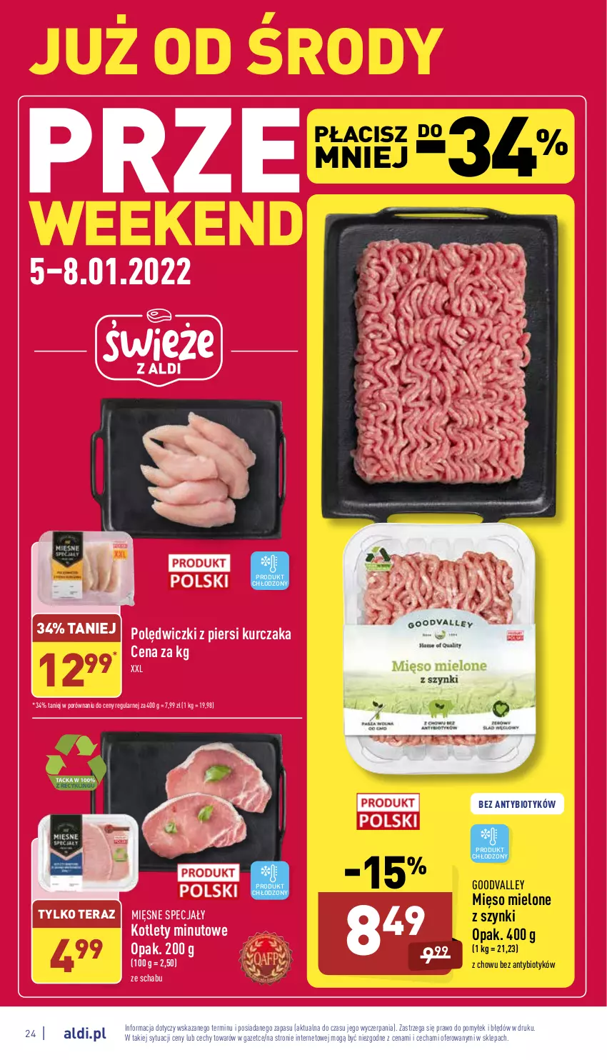 Gazetka promocyjna Aldi - Pełny katalog - ważna 03.01 do 08.01.2022 - strona 24 - produkty: Kotlet, Kurczak, Mięsne specjały, Mięso, Mięso mielone, Mięso mielone z szynki, Por, Tera