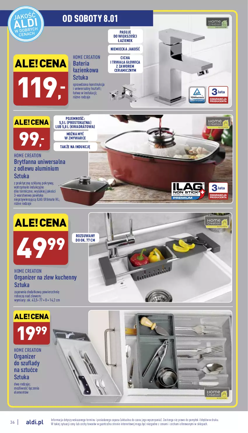 Gazetka promocyjna Aldi - Pełny katalog - ważna 03.01 do 08.01.2022 - strona 36 - produkty: Bateria, Fa, Organizer, Sok, Zlew