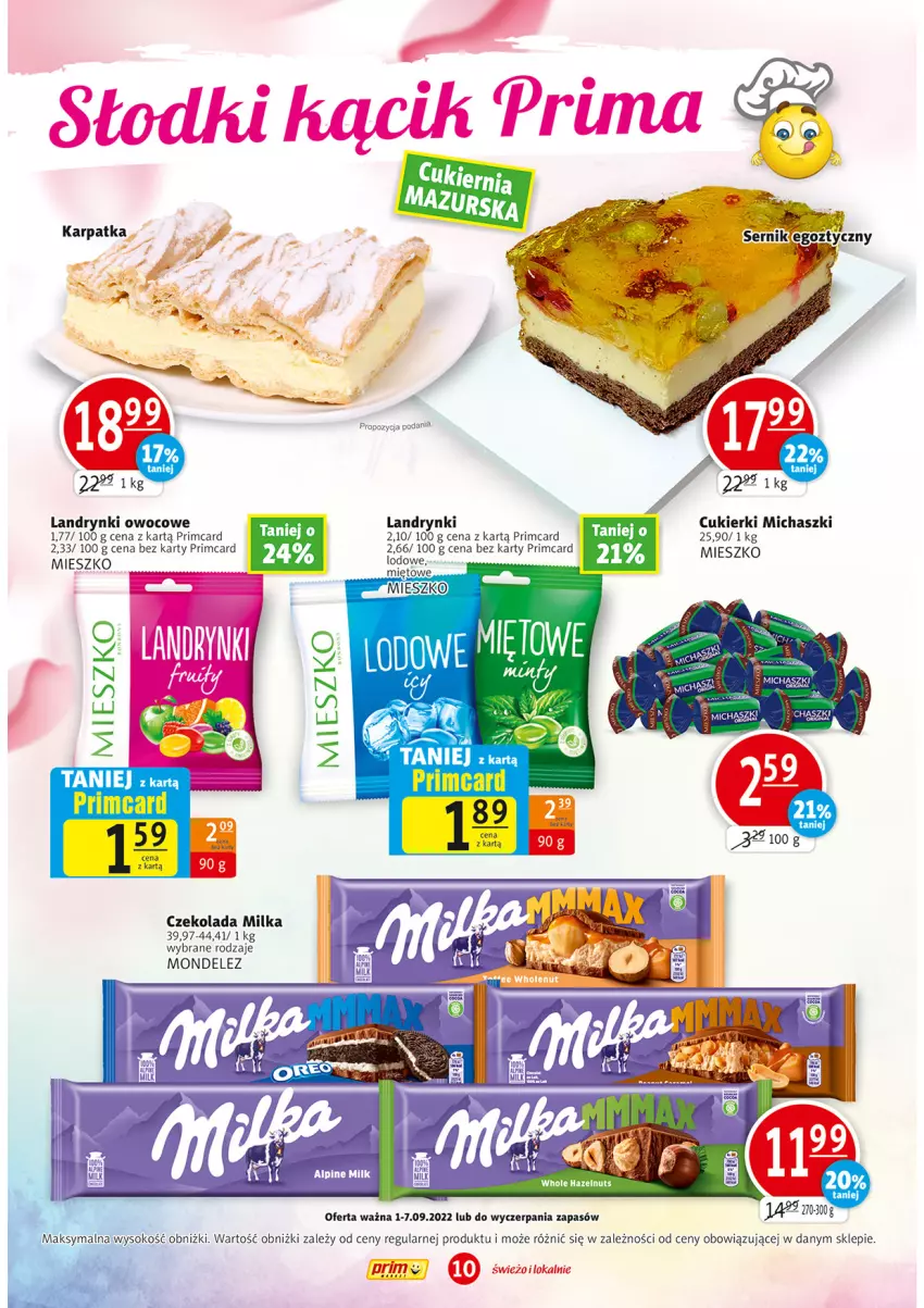 Gazetka promocyjna Prim Market - ważna 01.09 do 07.09.2022 - strona 10 - produkty: Cukier, Cukierki, Czekolada, Milka, Sok