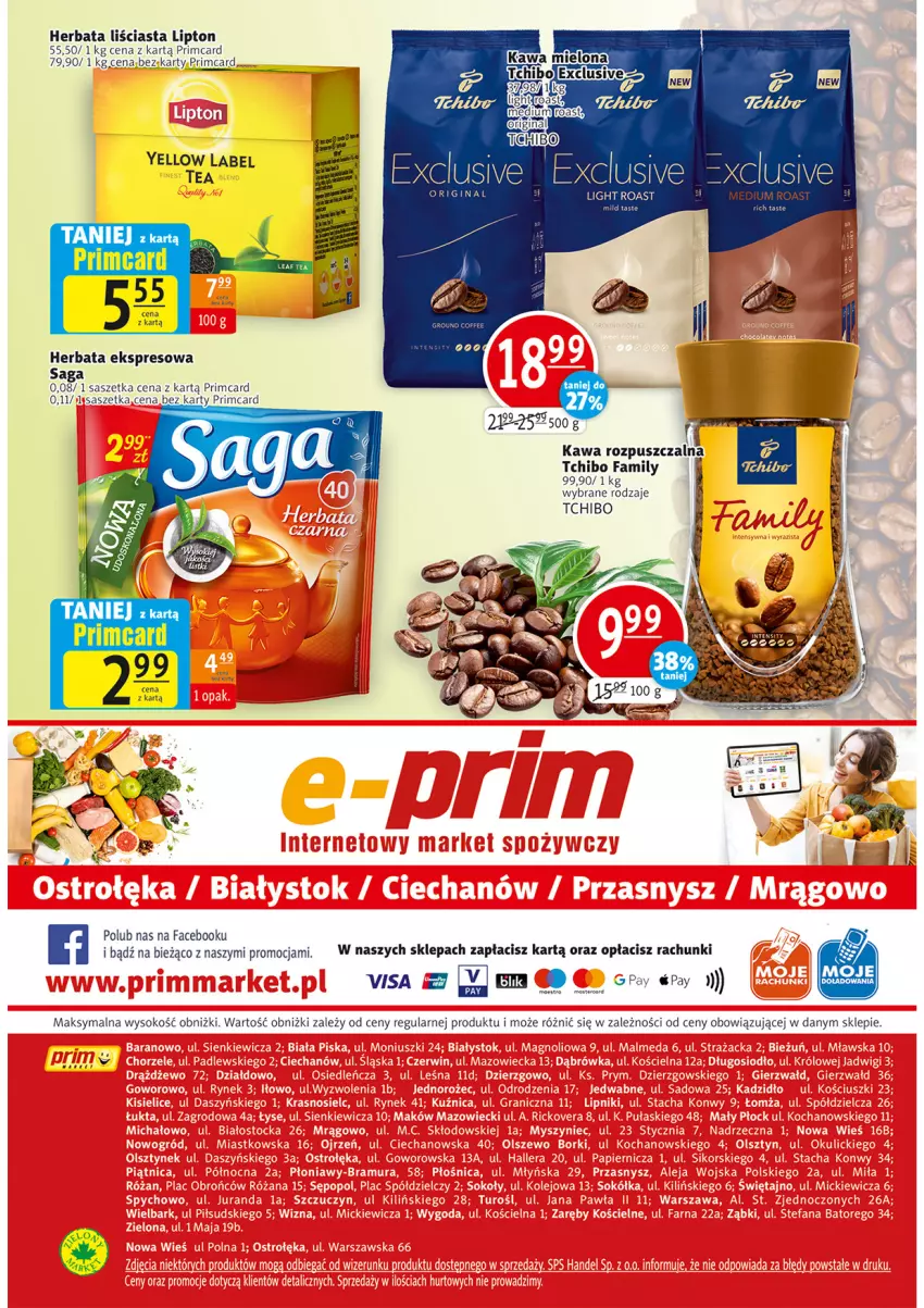 Gazetka promocyjna Prim Market - ważna 01.09 do 07.09.2022 - strona 16 - produkty: Fa, Gin, Herbata, Kawa, Kawa rozpuszczalna, Lipton, Saga, Tchibo, Tchibo Family