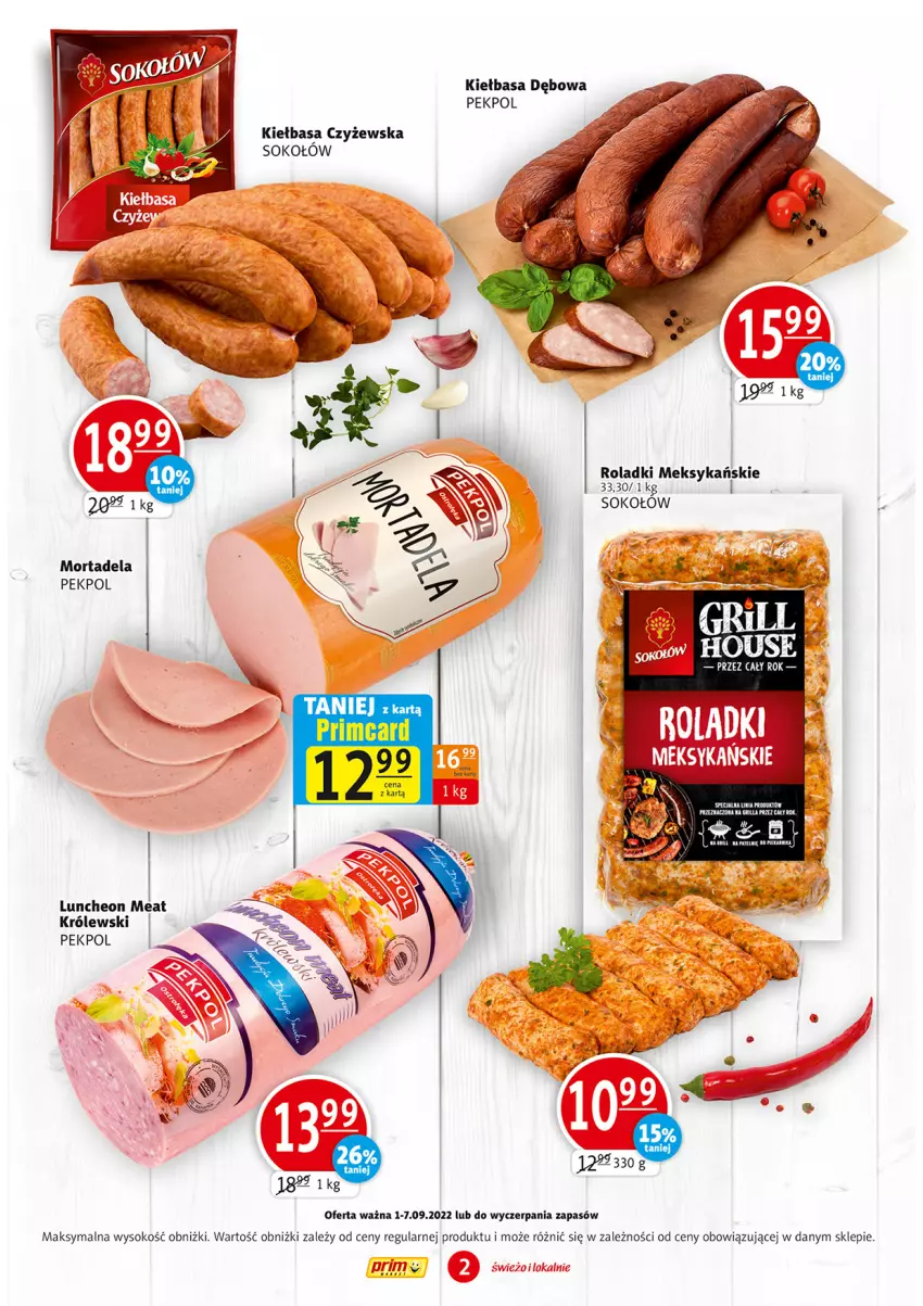 Gazetka promocyjna Prim Market - ważna 01.09 do 07.09.2022 - strona 2 - produkty: Grill, Kiełbasa, Królewski, Pekpol, Sok, Sokołów