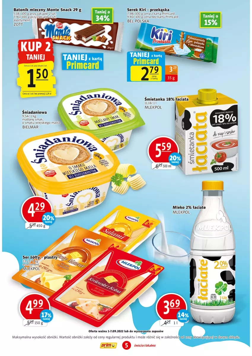 Gazetka promocyjna Prim Market - ważna 01.09 do 07.09.2022 - strona 5 - produkty: Danio, Mleko, Ser, Serek, Sok