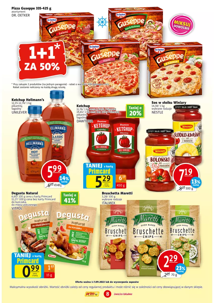 Gazetka promocyjna Prim Market - ważna 01.09 do 07.09.2022 - strona 8 - produkty: Ananas, Bruschette, Dr. Oetker, Ketchup, Kurczak, Piec, Pizza, Sok, Sos, Vegeta