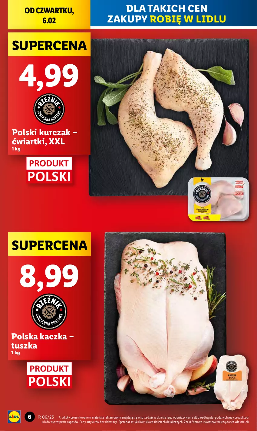 Gazetka promocyjna Lidl - GAZETKA - ważna 06.02 do 08.02.2025 - strona 10 - produkty: Kaczka, Kurczak, Tusz