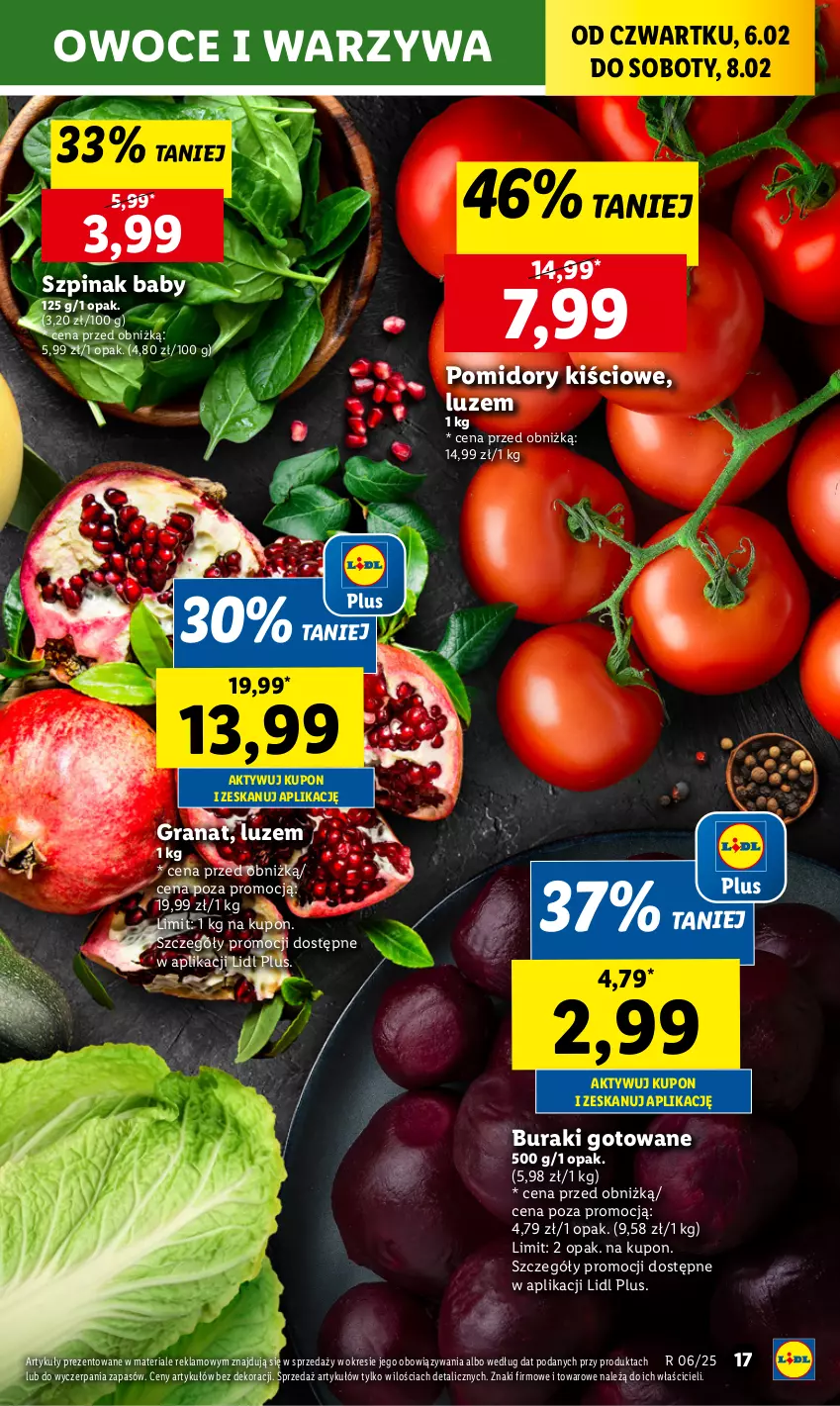 Gazetka promocyjna Lidl - GAZETKA - ważna 06.02 do 08.02.2025 - strona 23 - produkty: Buraki, Gra, Granat, Owoce, Pomidory, Szpinak, Warzywa