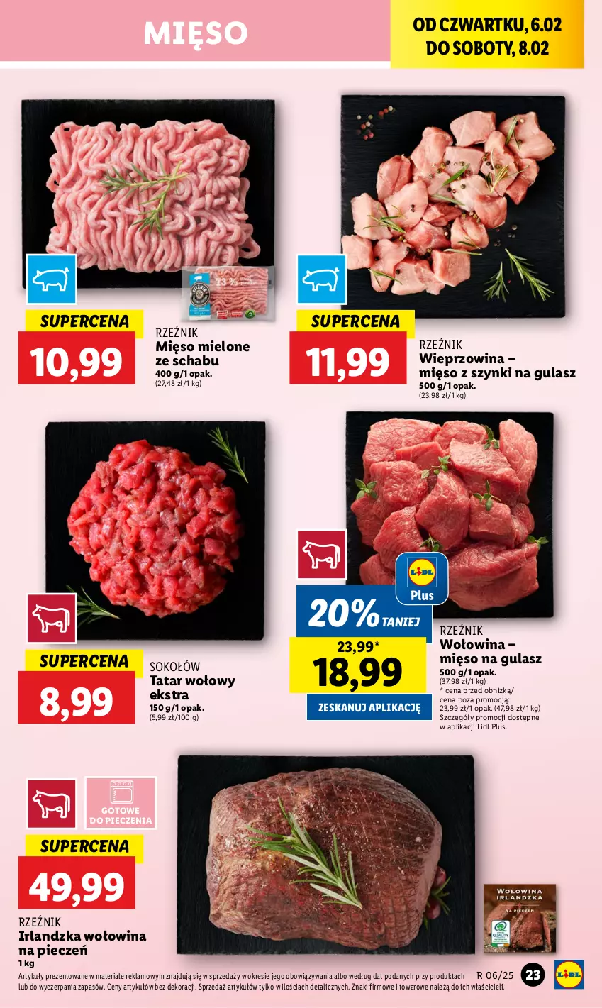 Gazetka promocyjna Lidl - GAZETKA - ważna 06.02 do 08.02.2025 - strona 29 - produkty: Mięso, Mięso mielone, Mięso na gulasz, Piec, Sok, Sokołów, Tatar wołowy, Wieprzowina, Wołowina