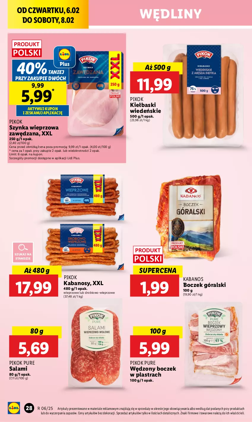 Gazetka promocyjna Lidl - GAZETKA - ważna 06.02 do 08.02.2025 - strona 34 - produkty: Boczek, Kabanos, PIKOK, Pur, Salami, Szynka, Szynka wieprzowa