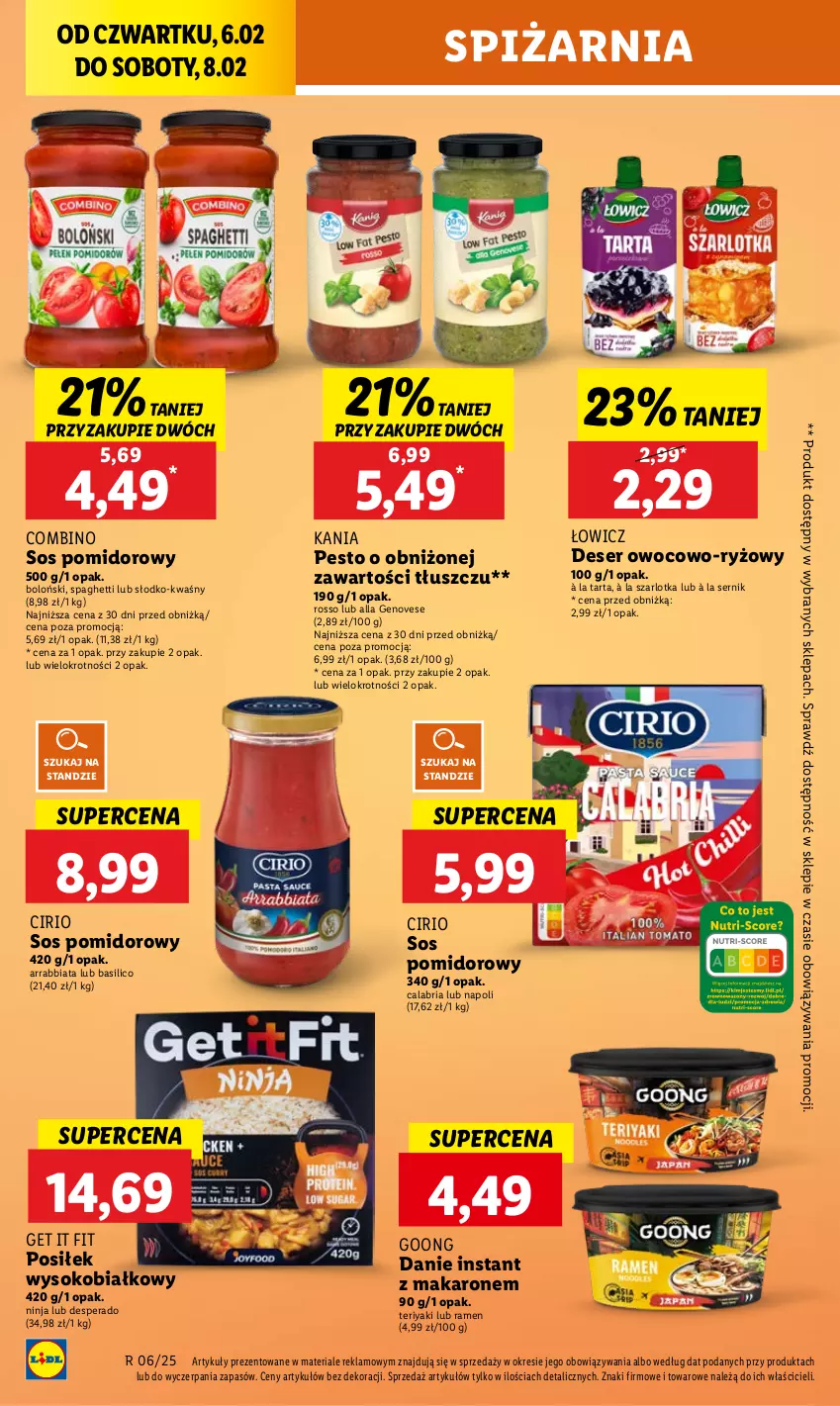 Gazetka promocyjna Lidl - GAZETKA - ważna 06.02 do 08.02.2025 - strona 36 - produkty: Deser, Makaron, Pesto, Ryż, Ser, Sok, Sos, Sos pomidorowy, Spaghetti, Szarlotka, Tarta