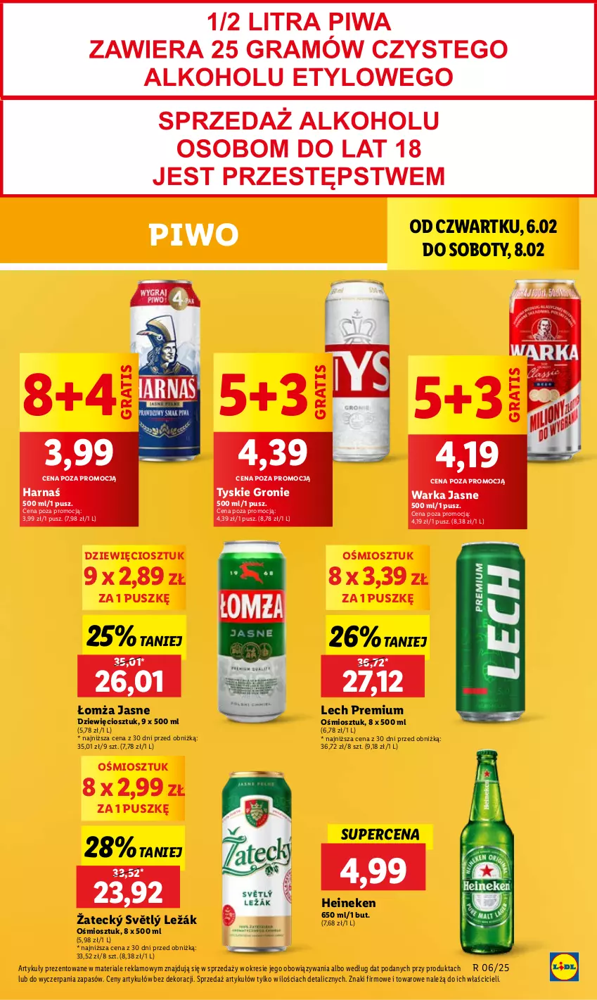 Gazetka promocyjna Lidl - GAZETKA - ważna 06.02 do 08.02.2025 - strona 47 - produkty: Gra, Harnaś, Heineken, Lech Premium, Piwo, Tyskie, Warka