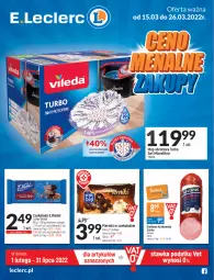 Gazetka promocyjna E Leclerc - Gazetka - ważna od 26.03 do 26.03.2022 - strona 1 - produkty: Mop, Kiełbasa krakowska, Vileda, Kiełbasa