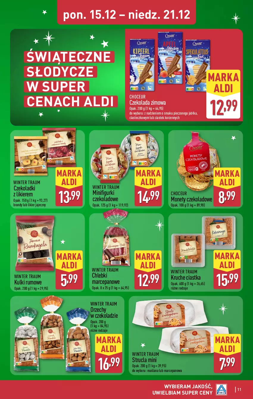 Gazetka promocyjna Aldi - Oferta weekendowa - ważna 18.12 do 21.12.2025 - strona 11 - produkty: Brandy, Chleb, Ciastka, Czekolada, Jabłka, LANA, Likier, Likier jajeczny, Orzechy w czekoladzie, Piec, Rum, Stek, Strucla
