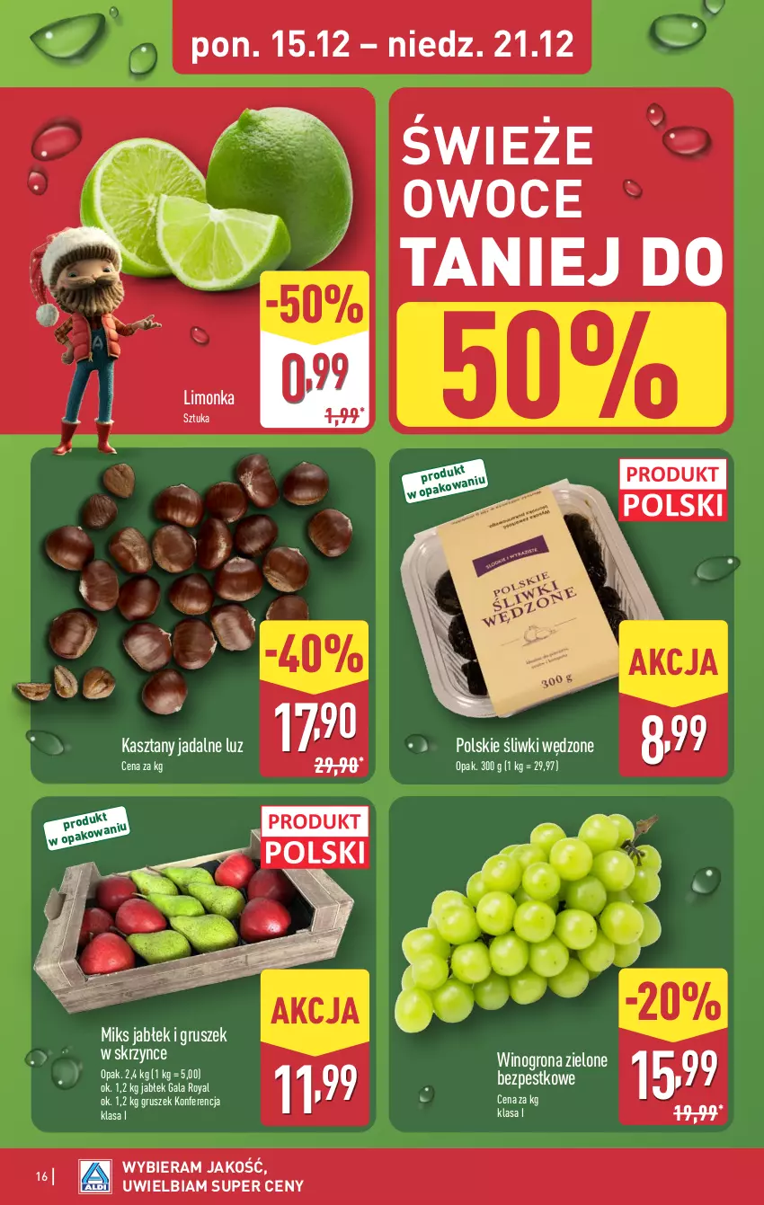 Gazetka promocyjna Aldi - Oferta weekendowa - ważna 18.12 do 21.12.2025 - strona 16 - produkty: Gala, Limonka, Owoce, Wino, Winogrona