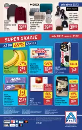 Gazetka promocyjna Aldi - Oferta weekendowa - Gazetka - ważna od 21.12 do 21.12.2025 - strona 19 - produkty: Bruno Banani, Ręcznik kąpielowy, Banany, Sweter, Por, Gra, Opaska, Kawa ziarnista, Dywanik łazienkowy, Dywanik, Szal, Kawa, O nas, Czapka, Mlekovita, Ręcznik, Czekolada, Mexx, Biuro, Masło, Merci, Milka, Dywan, Mleko, Fa