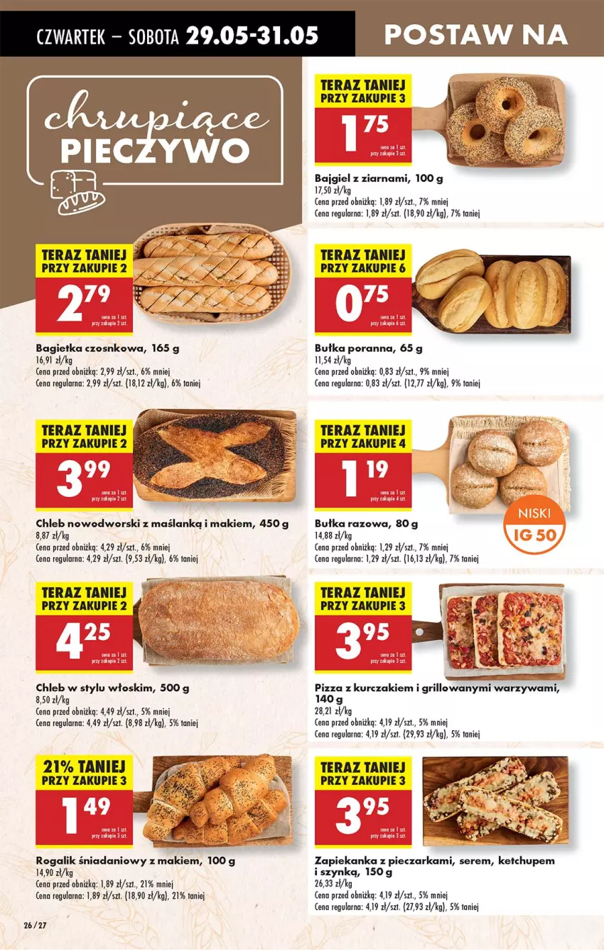 Gazetka promocyjna Biedronka - Od Czwartku - ważna 29.05 do 04.06.2025 - strona 30 - produkty: Bagietka, Bagietka czosnkowa, Bułka, Chleb, Danio, Grill, Ketchup, Kurczak, Piec, Pieczarka, Pizza, Por, Rogal, Ser, Tera, Warzywa, Zapiekanka