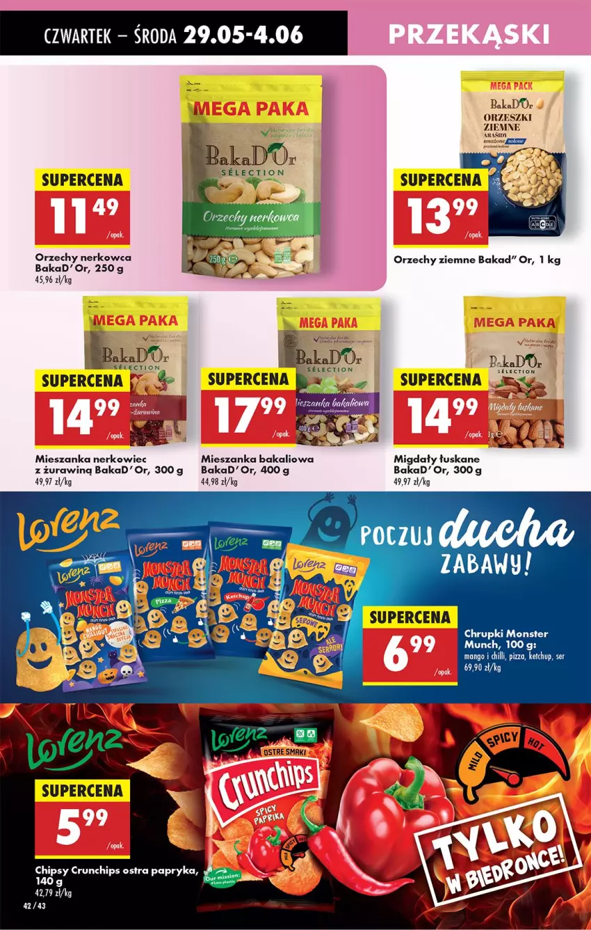 Gazetka promocyjna Biedronka - Od Czwartku - ważna 29.05 do 04.06.2025 - strona 50 - produkty: Chipsy, Chrupki, Crunchips, Ketchup, Mango, Mieszanka bakaliowa, Mieszanka nerkowiec, Monster Munch, Orzeszki, Papryka, Pizza, Ser