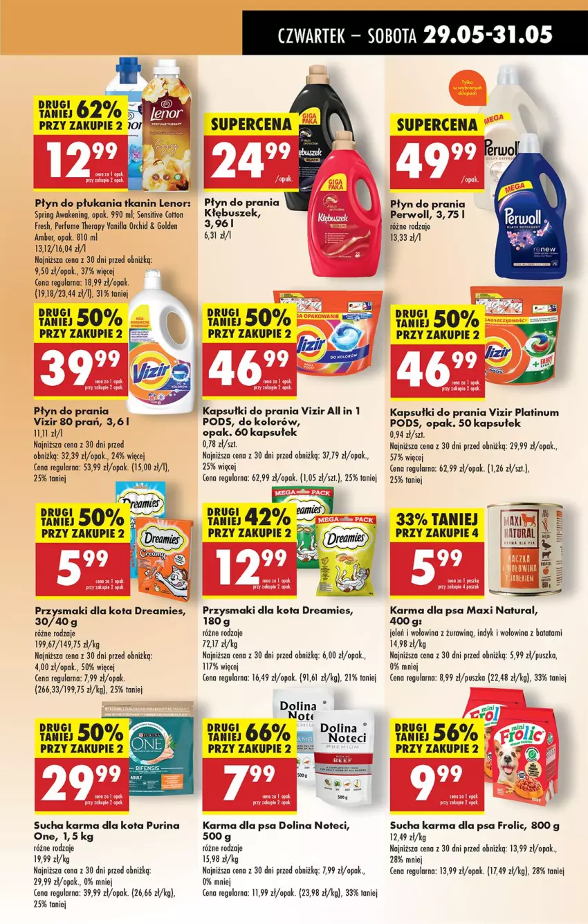 Gazetka promocyjna Biedronka - Od Czwartku - ważna 29.05 do 04.06.2025 - strona 57 - produkty: Kapsułki do prania, Lenor, Perfum, Perwoll, Płyn do płukania, Płyn do prania, Przysmaki, Pur, Purina, Sucha karma, Vizir, Wołowina
