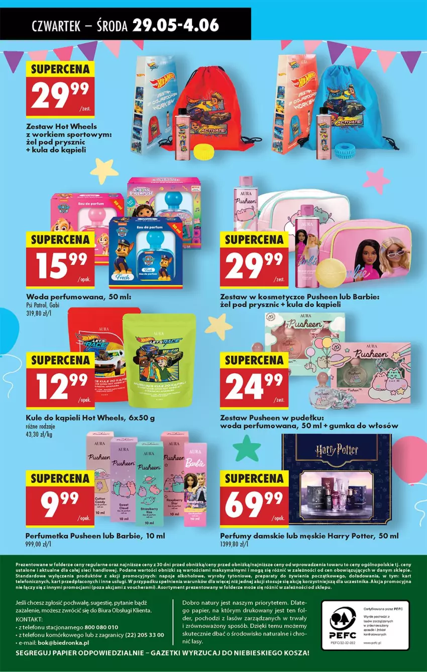 Gazetka promocyjna Biedronka - Od Czwartku - ważna 29.05 do 04.06.2025 - strona 63 - produkty: Barbie, Fa, Harry Potter, Hot Wheels, Kosz, Kula do kąpieli, Napoje, Papier, Perfum, Por, Psi Patrol, Sport, Telefon, Woda, Woda perfumowana