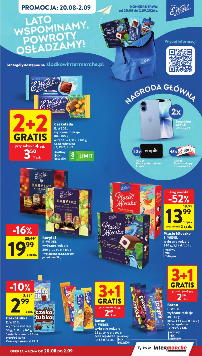 Gazetka promocyjna Intermarche - Gazetka promocyjna - ważna 20.08 do 26.08.2026 - strona 11 - produkty: Baryłki, Baton, Czekolada, E. Wedel, Gra, Mleczko, Ptasie mleczko
