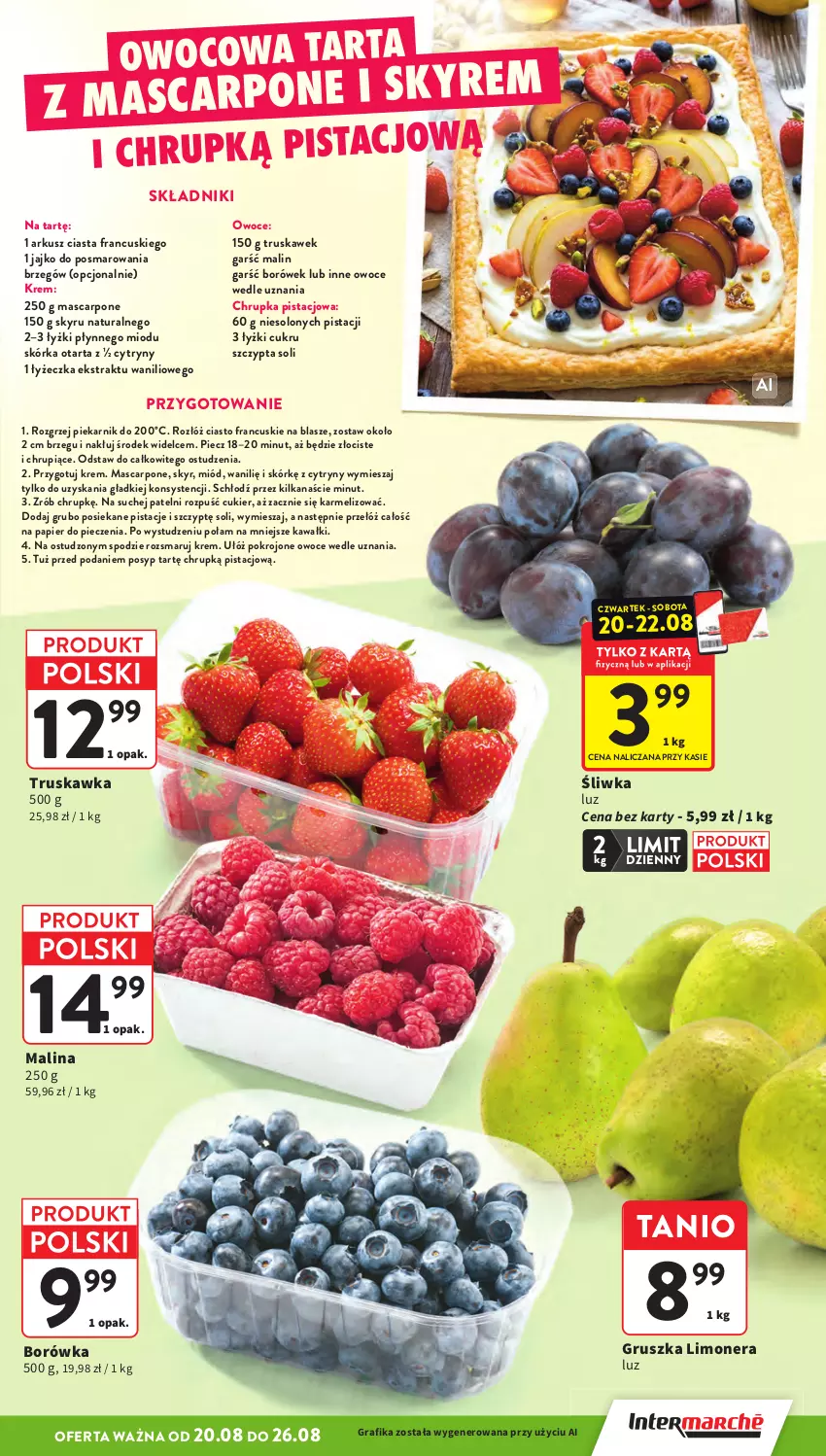 Gazetka promocyjna Intermarche - Gazetka promocyjna - ważna 20.08 do 26.08.2026 - strona 13 - produkty: Borówka, Ciasto francuskie, Cukier, Cytryny, Gra, Grafika, Kawa, Mascarpone, Miód, Owoce, Papier, Papier do pieczenia, Piec, Piekarnik, Pistacje, Tarta