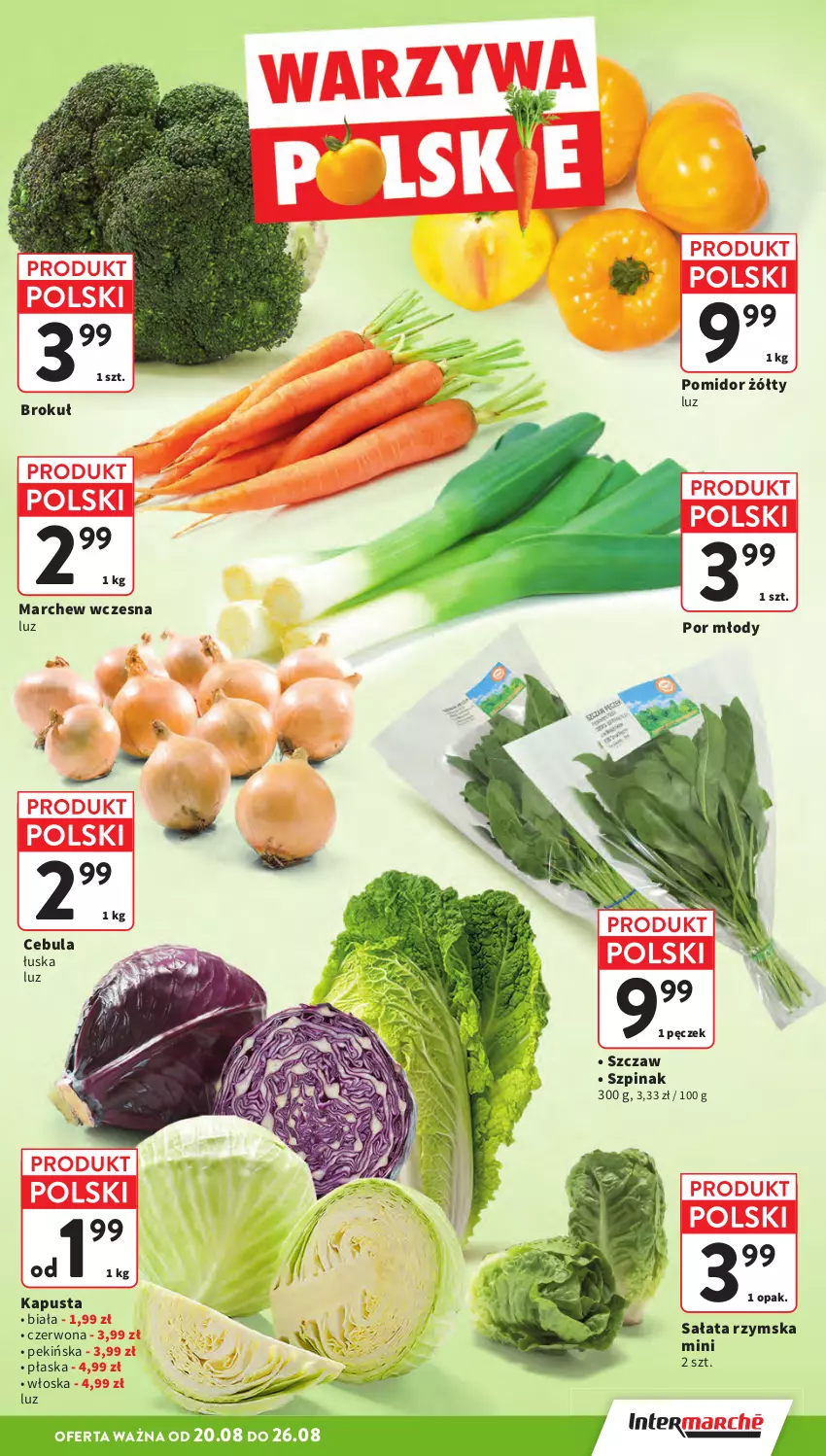 Gazetka promocyjna Intermarche - Gazetka promocyjna - ważna 20.08 do 26.08.2026 - strona 15 - produkty: Cebula, Por, Sałat, Szpinak