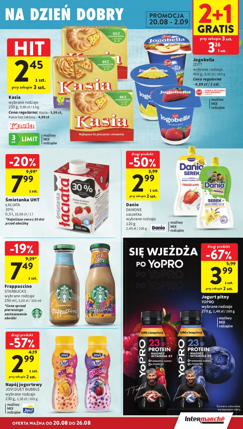 Gazetka promocyjna Intermarche - Gazetka promocyjna - ważna 20.08 do 26.08.2026 - strona 23 - produkty: Bell, Bella, Danio, Danone, Gra, Jogobella, Jogurt, Jogurt pitny, Kasia, Napój, Napój jogurtowy, Zott