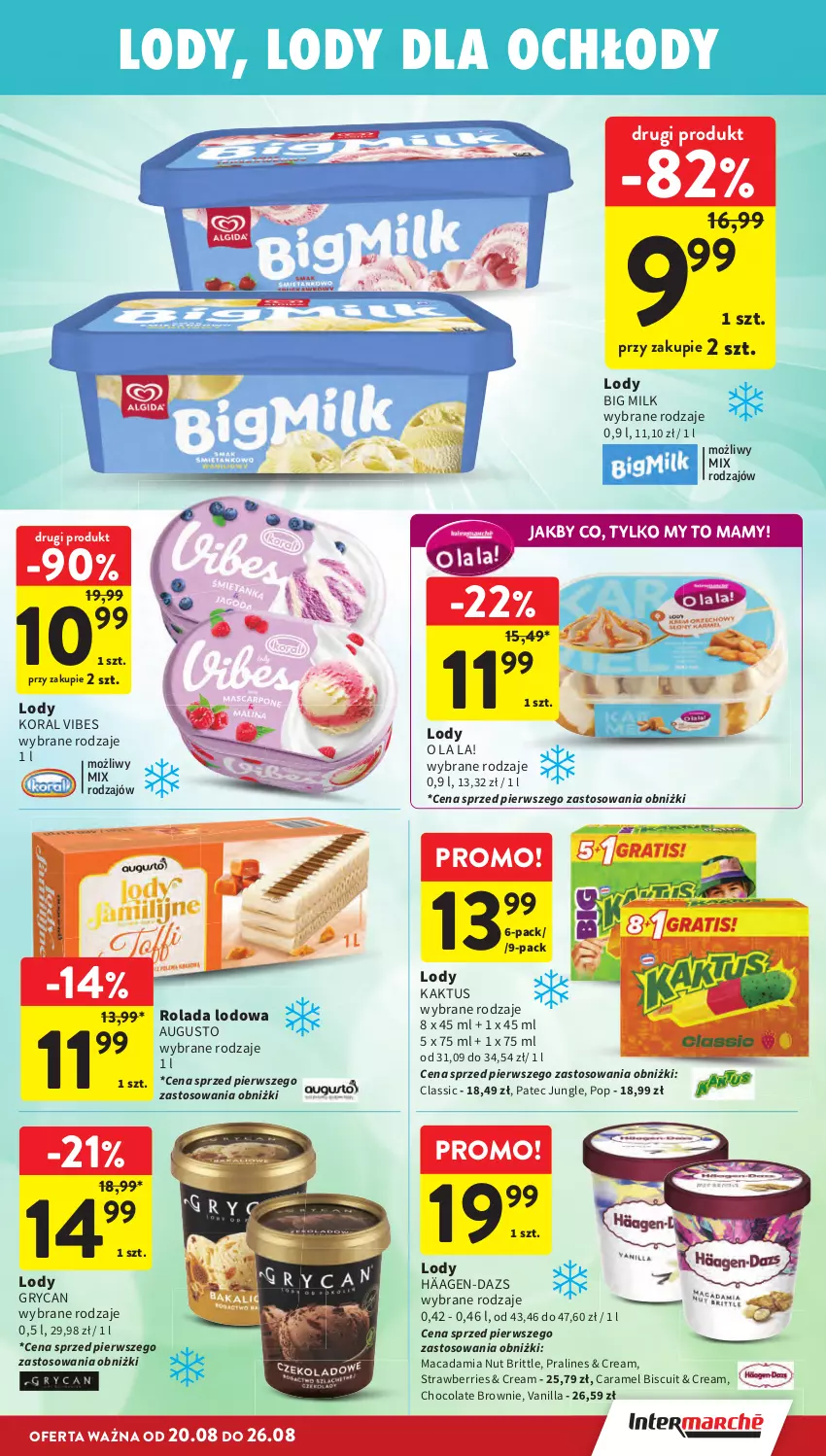 Gazetka promocyjna Intermarche - Gazetka promocyjna - ważna 20.08 do 26.08.2026 - strona 25 - produkty: Big Milk, Brit, Brownie, Gry, Kaktus, Lody, Rolada