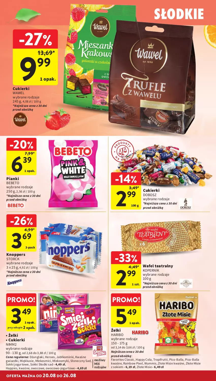 Gazetka promocyjna Intermarche - Gazetka promocyjna - ważna 20.08 do 26.08.2026 - strona 28 - produkty: Cukier, Cukierki, Fa, Haribo, Jogurt, Knoppers, Mleko, Nimm2, Pico-Balla, Sok, Wawel