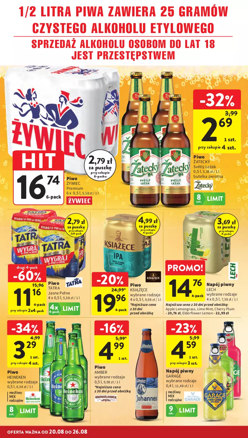 Gazetka promocyjna Intermarche - Gazetka promocyjna - ważna 20.08 do 26.08.2026 - strona 34 - produkty: Gra, Heineken, Książęce, Napój, Piwa, Piwo, Tatra