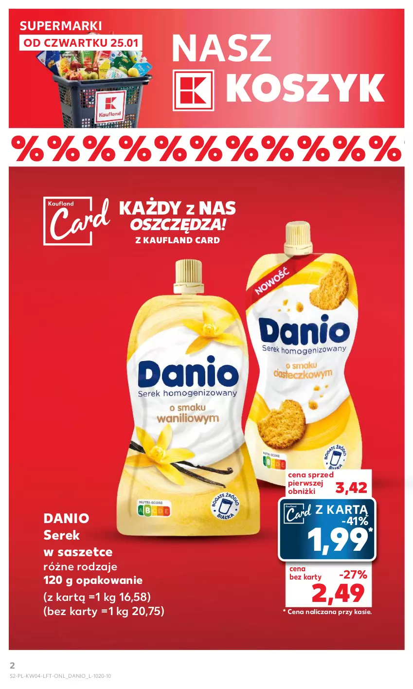 Gazetka promocyjna Kaufland - Gazetka tygodnia - ważna 25.01 do 31.01.2024 - strona 2 - produkty: Danio, Kosz, Ser, Serek