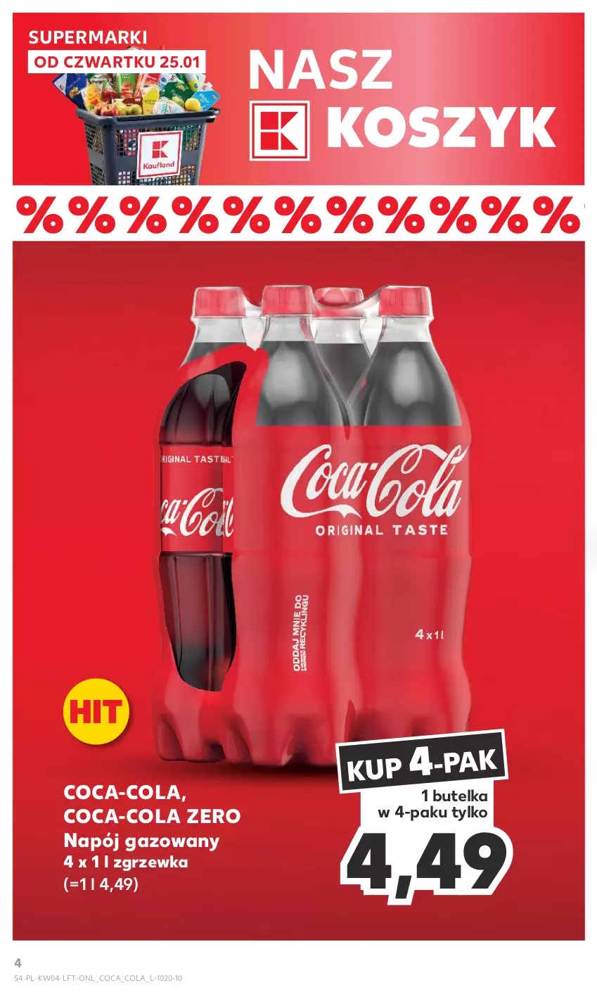 Gazetka promocyjna Kaufland - Gazetka tygodnia - ważna 25.01 do 31.01.2024 - strona 4 - produkty: Coca-Cola, Kosz, Napój, Napój gazowany
