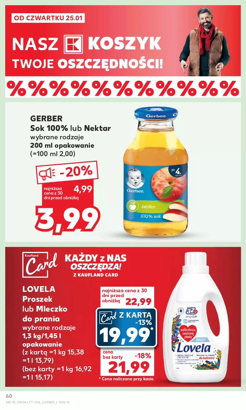 Gazetka promocyjna Kaufland - Gazetka tygodnia - ważna 25.01 do 31.01.2024 - strona 60 - produkty: Gerber, Kosz, Lovela, Mleczko, Mleczko do prania, Nektar, Sok