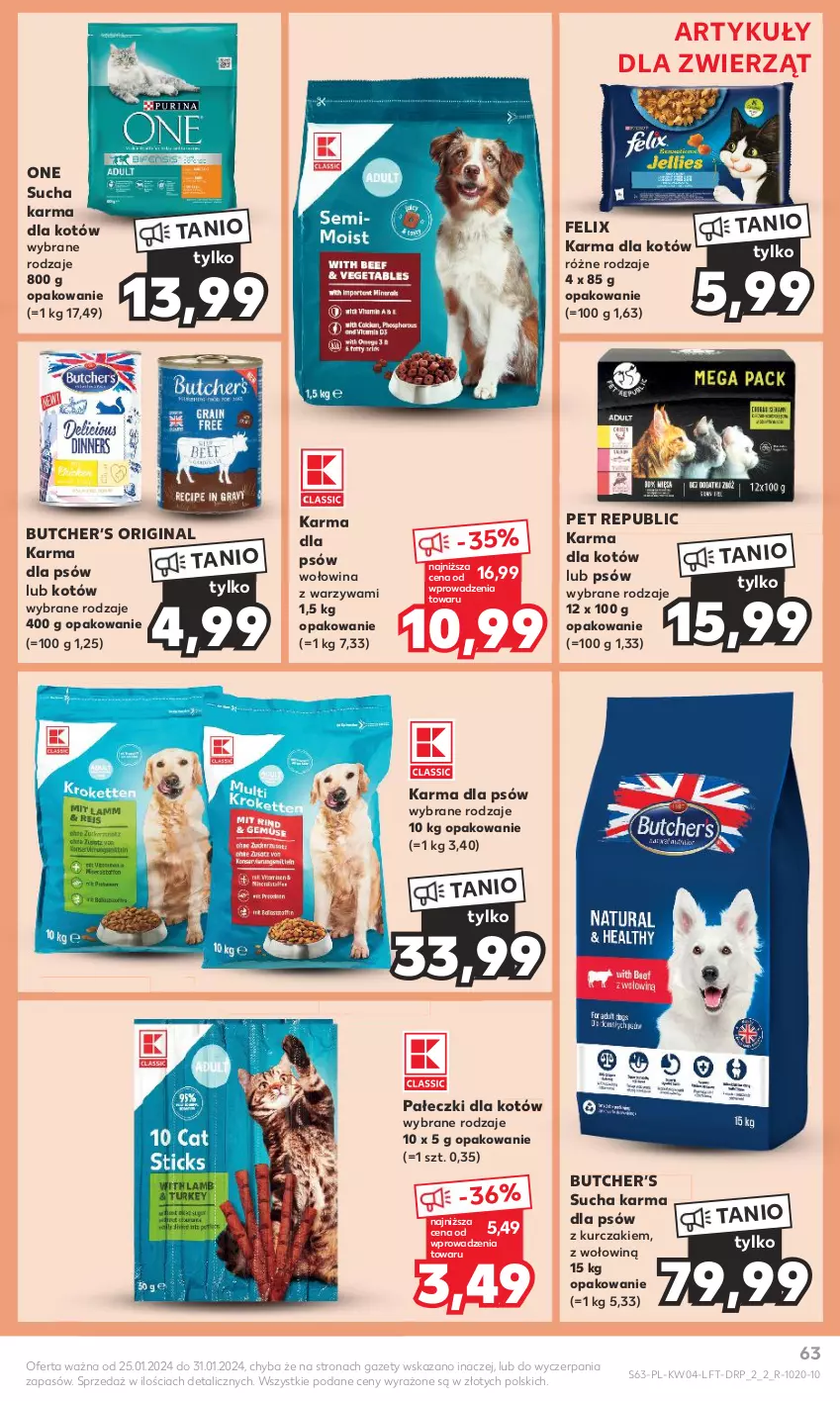 Gazetka promocyjna Kaufland - Gazetka tygodnia - ważna 25.01 do 31.01.2024 - strona 63 - produkty: Felix, Gin, Kurczak, Sucha karma, Warzywa, Wołowina