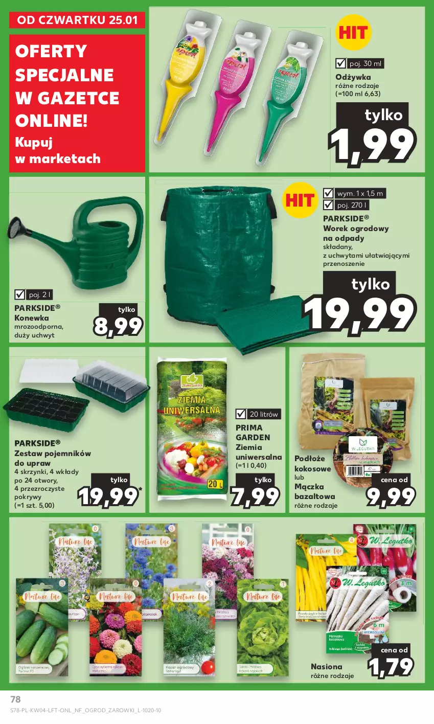 Gazetka promocyjna Kaufland - Gazetka tygodnia - ważna 25.01 do 31.01.2024 - strona 78 - produkty: Kokos, Konewka, Odżywka, Parkside, Pojemnik, Por, Prima