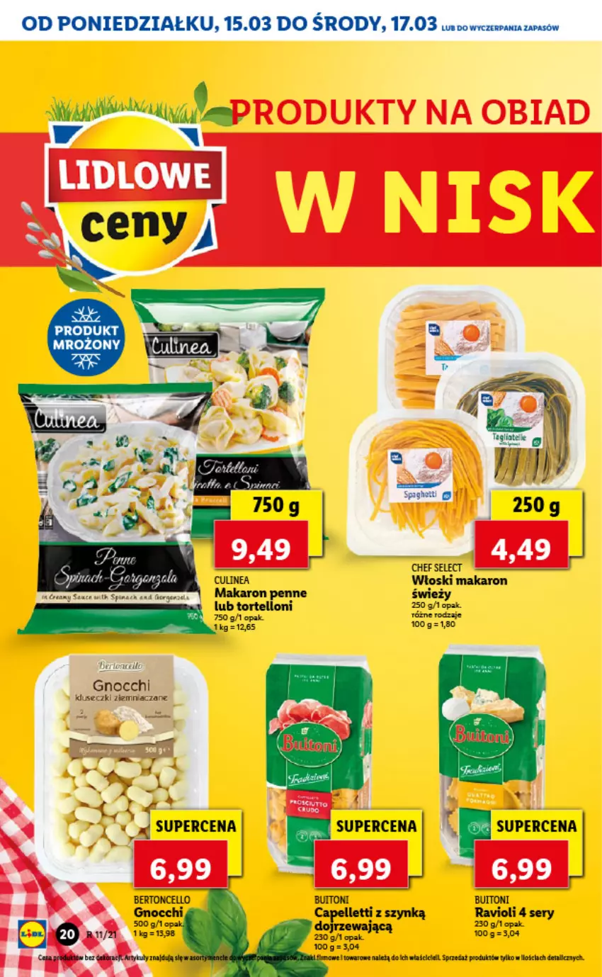 Gazetka promocyjna Lidl - GAZETKA - ważna 15.03 do 17.03.2021 - strona 20 - produkty: Gnocchi, LG, Makaron, Pellet, Penne, Ser, Tortelloni