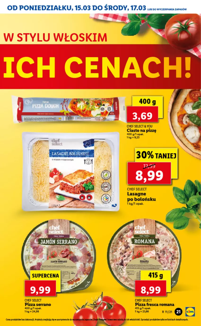 Gazetka promocyjna Lidl - GAZETKA - ważna 15.03 do 17.03.2021 - strona 21 - produkty: Lasagne, Pizza, Ser