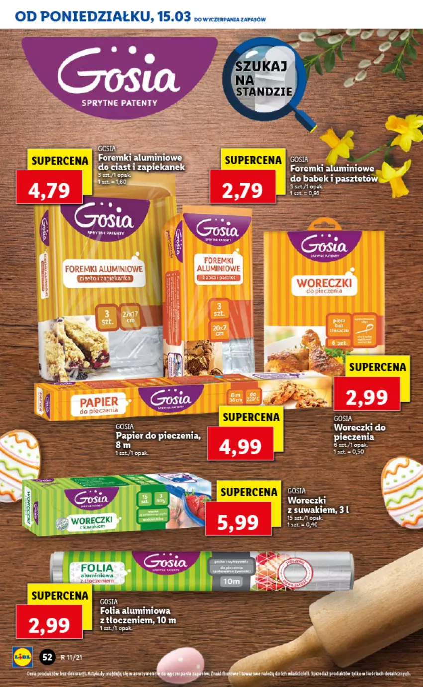 Gazetka promocyjna Lidl - GAZETKA - ważna 15.03 do 17.03.2021 - strona 52 - produkty: Fa, Folia aluminiowa, Foremki, Papier, Papier do pieczenia, Pasztet, Piec, Por