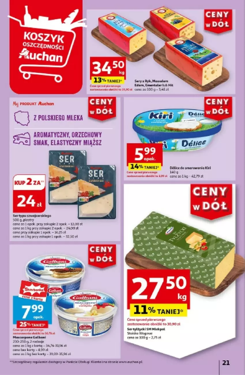 Gazetka promocyjna Auchan - ważna 06.06 do 12.06.2024 - strona 14 - produkty: Edam, Ementaler, Mascarpone, Ser