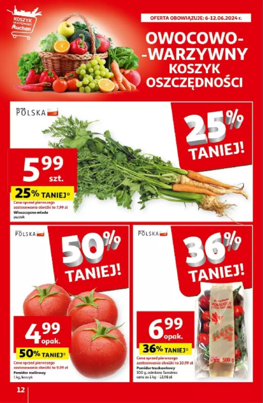 Gazetka promocyjna Auchan - ważna 06.06 do 12.06.2024 - strona 4 - produkty: Kosz, Pomidor malinowy