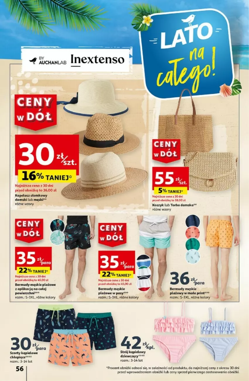 Gazetka promocyjna Auchan - ważna 06.06 do 12.06.2024 - strona 52 - produkty: Bermudy, Kosz, Strój kąpielowy, Szorty, Torba