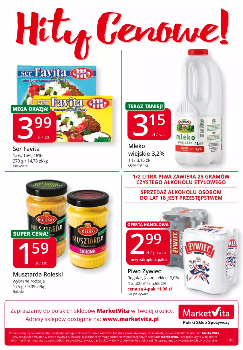 Gazetka promocyjna Market Vita - Gazetka promocyjna – Marketvita - ważna 04.02 do 12.02.2022 - strona 8 - produkty: Dres, Fa, Favita, Gra, Mleko, Mlekovita, Mus, Musztarda, Piątnica, Piwa, Piwo, Ser, Tera