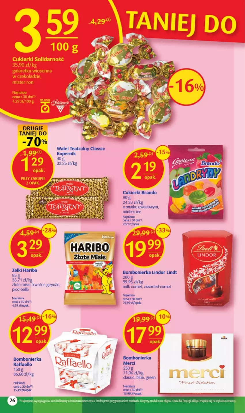 Gazetka promocyjna Delikatesy Centrum - Gazetka DC28 - ważna 20.07 do 26.07.2023 - strona 26 - produkty: Cukier, Cukierki, Fa, Haribo, Lindor, Lindt, Raffaello, Rum