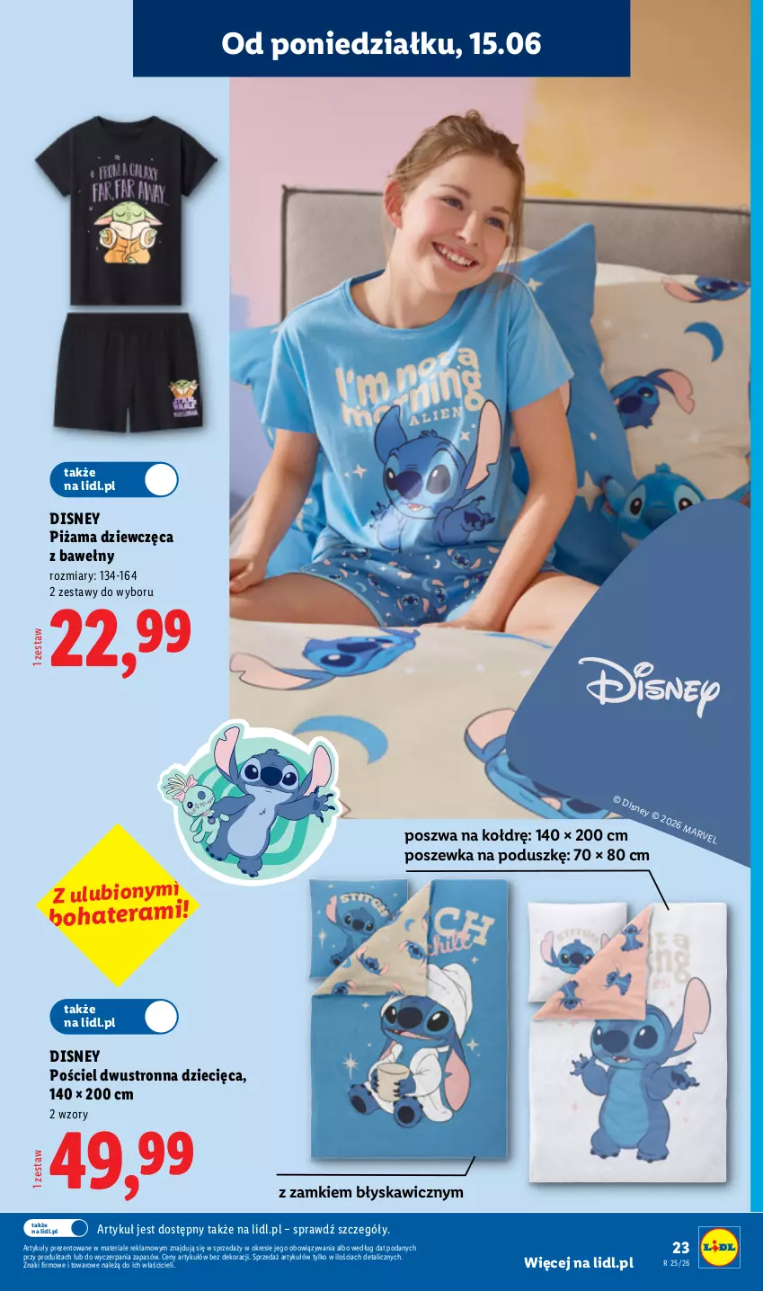 Gazetka promocyjna Lidl - Katalog ważny od 15.06 - ważna 15.06 do 20.06.2026 - strona 29 - produkty: Disney, Dzieci, Piżama, Pościel, Pościel dwustronna, Poszewka, Tera