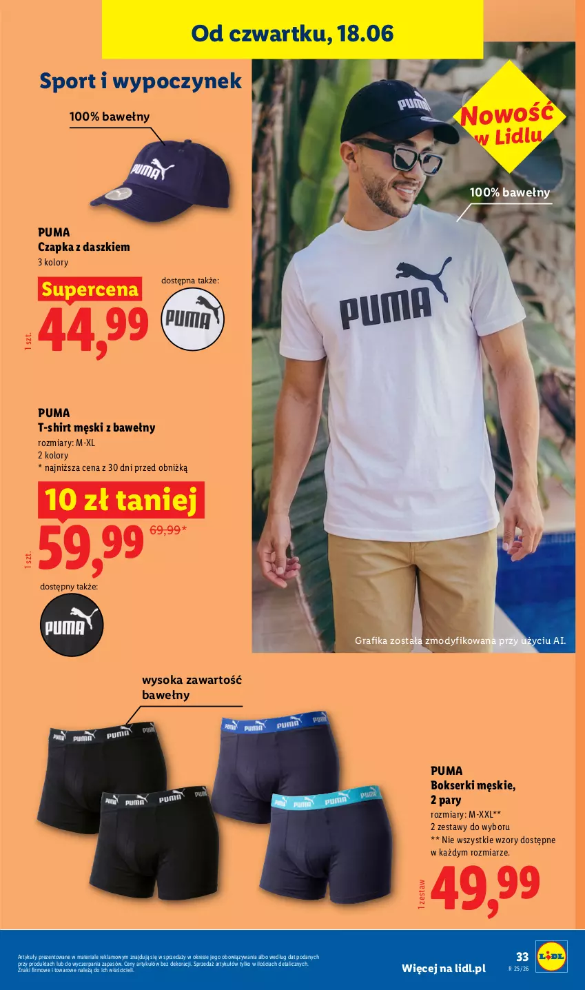 Gazetka promocyjna Lidl - Katalog ważny od 15.06 - ważna 15.06 do 20.06.2026 - strona 39 - produkty: Bokserki, Czapka, Gra, Grafika, Por, Puma, Ser, Sok, Sport, T-shirt