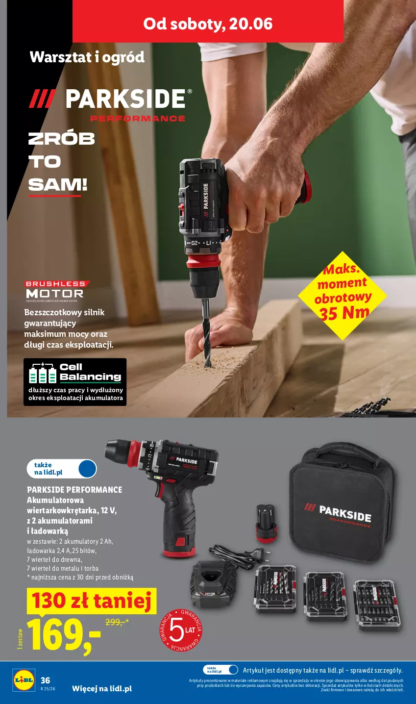 Gazetka promocyjna Lidl - Katalog ważny od 15.06 - ważna 15.06 do 20.06.2026 - strona 42 - produkty: Akumulator, Akumulatorowa wiertarkowkrętark, Ogród, Parkside, Tarka, Torba, Warka, Wiertarkowkrętarka, Wkręt, Wkrętarka