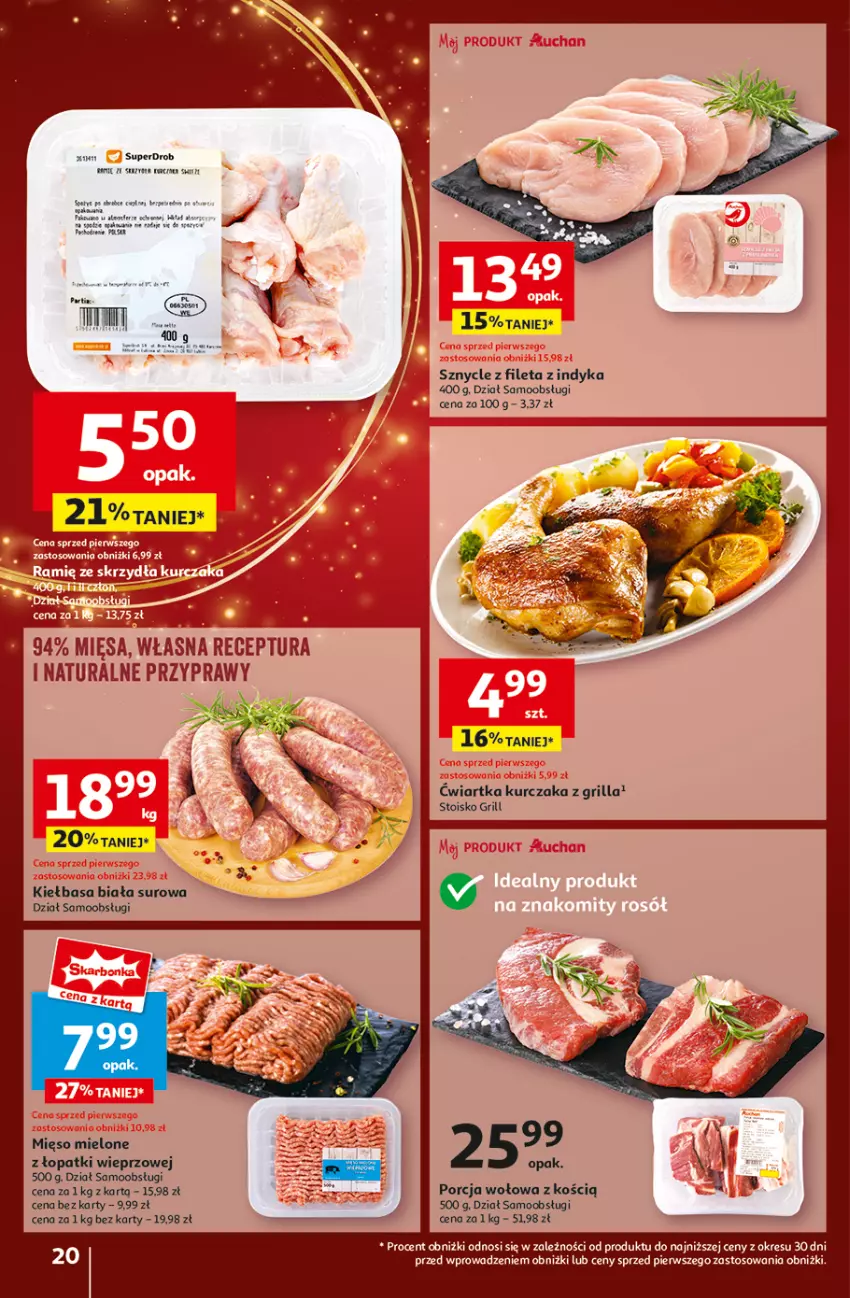 Gazetka promocyjna Auchan - Pewność Niskich Cen Hipermarket - ważna 28.11 do 04.12.2024 - strona 22 - produkty: Fa, Grill, Kiełbasa, Kiełbasa biała, Kurczak, Por, Przyprawy