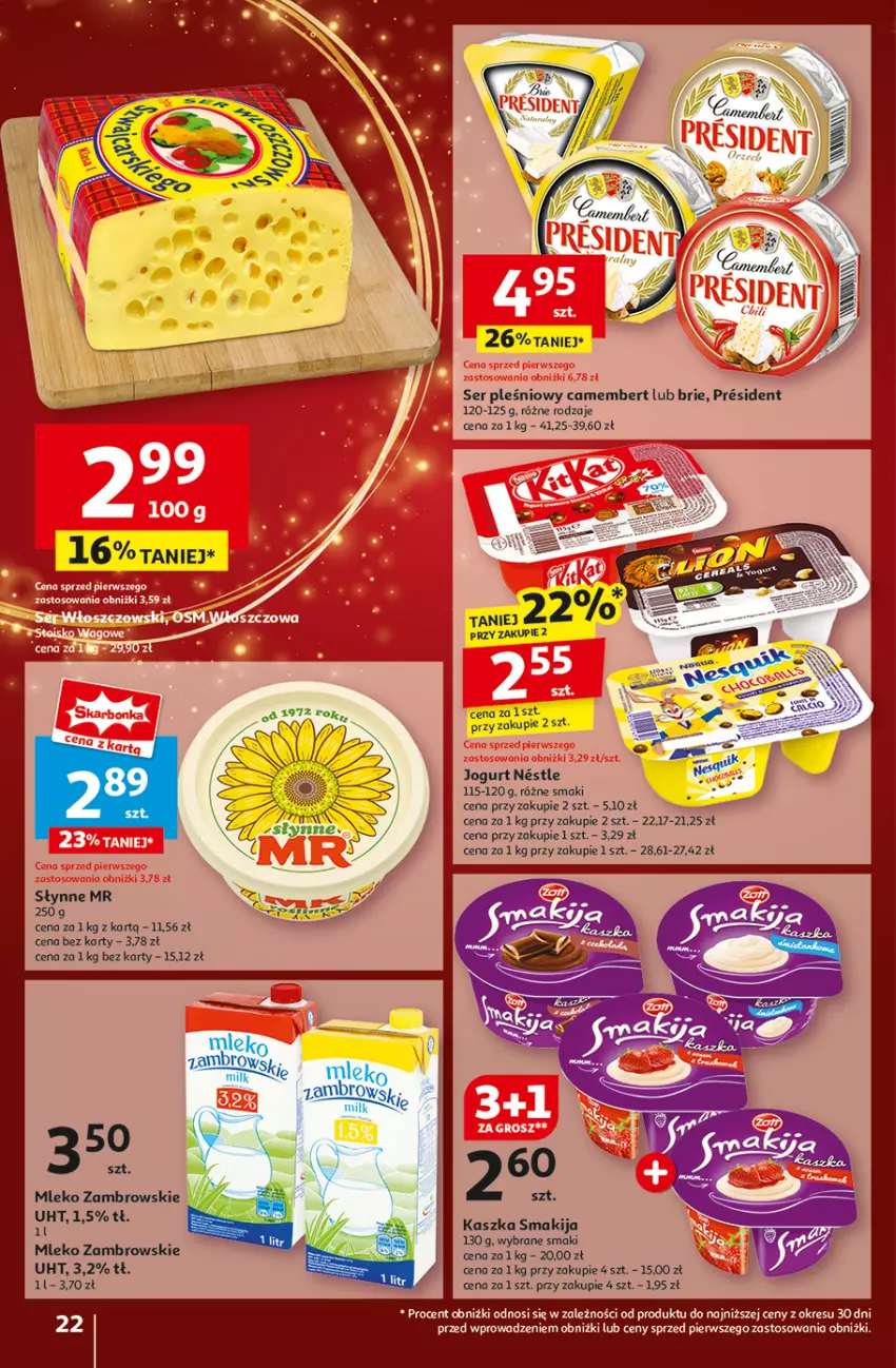 Gazetka promocyjna Auchan - Pewność Niskich Cen Hipermarket - ważna 28.11 do 04.12.2024 - strona 24 - produkty: Brie, Camembert, Jogurt, Mleko, Ser, Ser pleśniowy, Słynne, Smakija