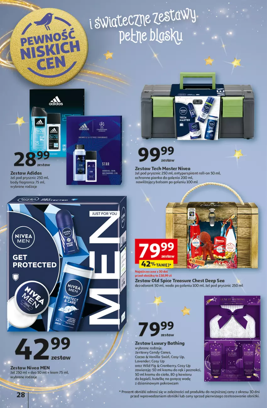 Gazetka promocyjna Auchan - Pewność Niskich Cen Hipermarket - ważna 28.11 do 04.12.2024 - strona 30 - produkty: Adidas, Antyperspirant, Balsam po goleniu, Body, Candy, Dezodorant, Gra, Kawior, Nawilżający balsam, Nivea, Nivea Men, Old Spice, Pianka do golenia, Woda, Woda po goleniu