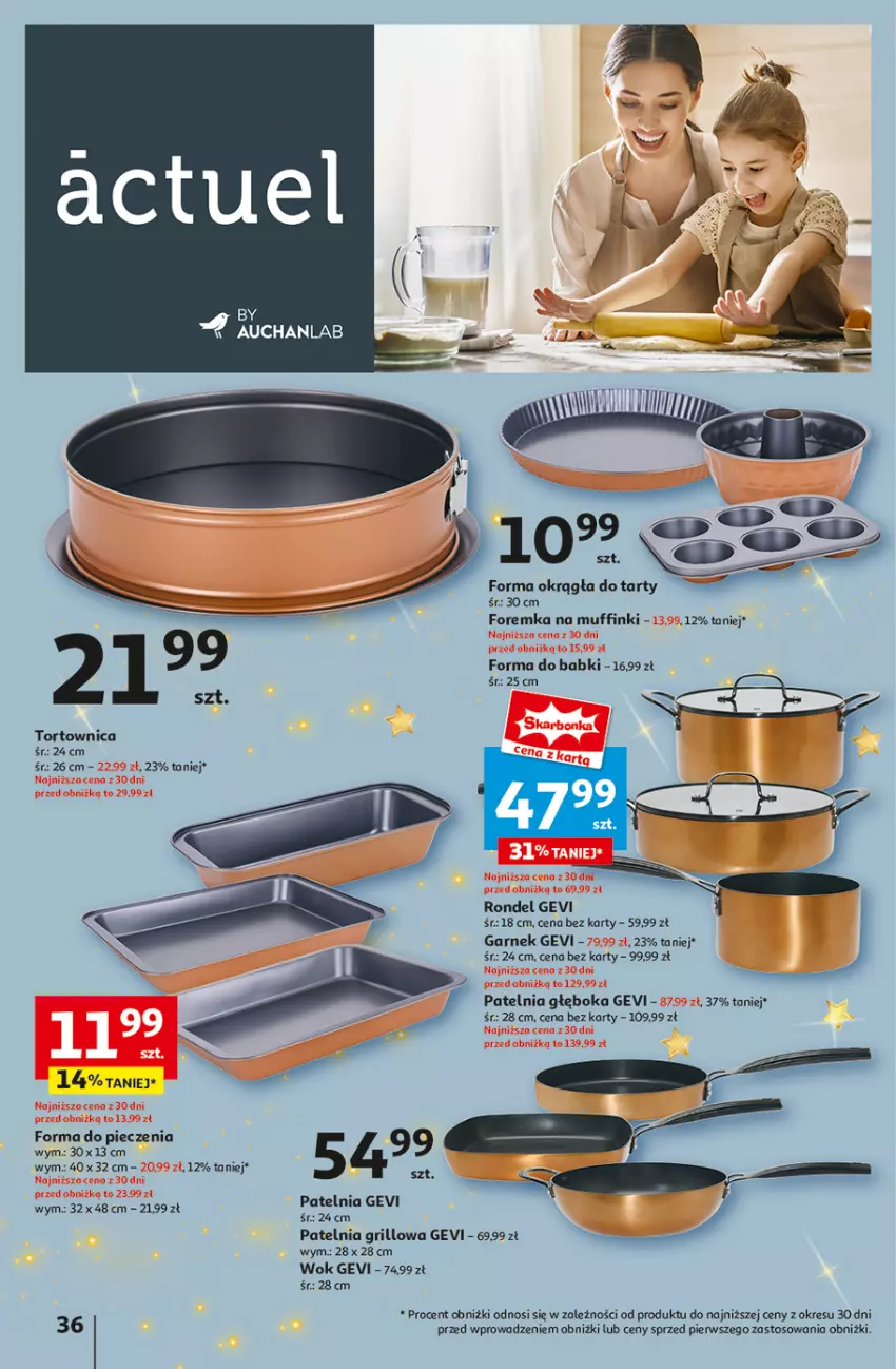 Gazetka promocyjna Auchan - Pewność Niskich Cen Hipermarket - ważna 28.11 do 04.12.2024 - strona 44 - produkty: Forma do pieczenia, Garnek, Grill, Muffinki, Patelnia, Patelnia grillowa, Piec, Rondel, Tortownica