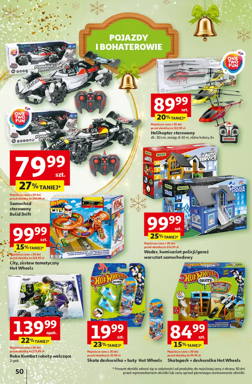 Gazetka promocyjna Auchan - Pewność Niskich Cen Hipermarket - ważna 28.11 do 04.12.2024 - strona 58 - produkty: Buty, Deskorolka, Garaż, Helikopter, Hot Wheels, Robot, Samochód, Samochód sterowany